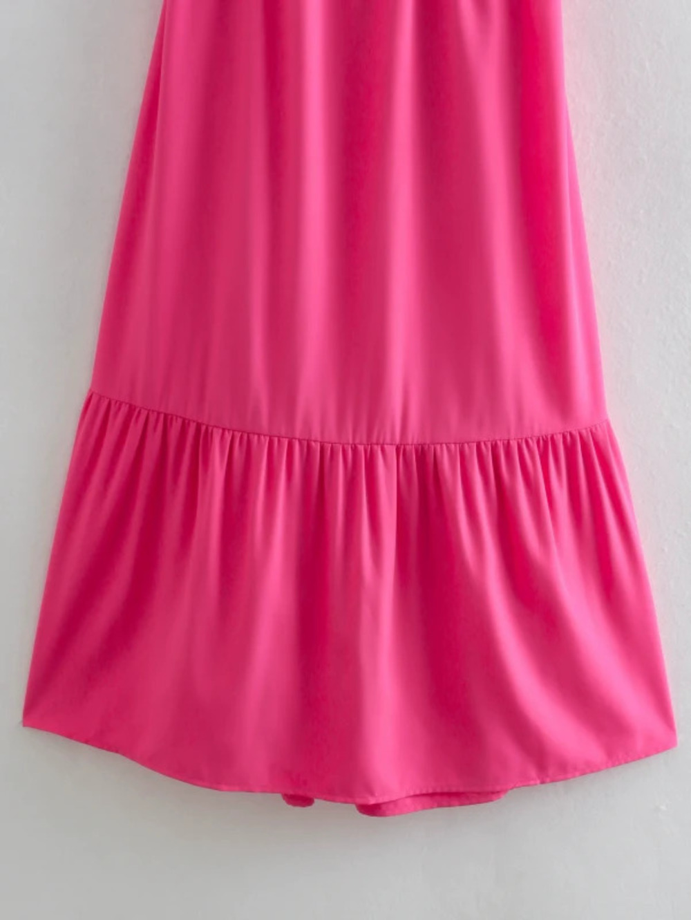 Spring Rose Fitted Ruffle Hem Dress